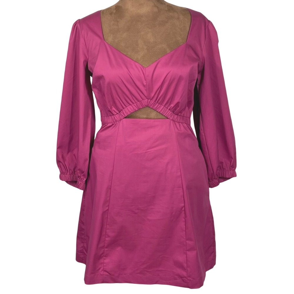Lost + Wander Plum Pink Cutout Poplin Mini Dress Size Small NWT Barbiecore *READ